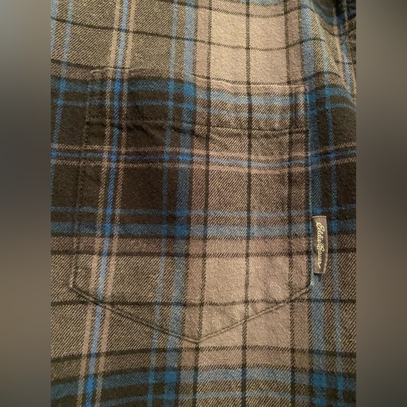 Eddie Bauer Flannel Shirt Mens Large Classic Fit Plaid Blue - Picture 10 of 10